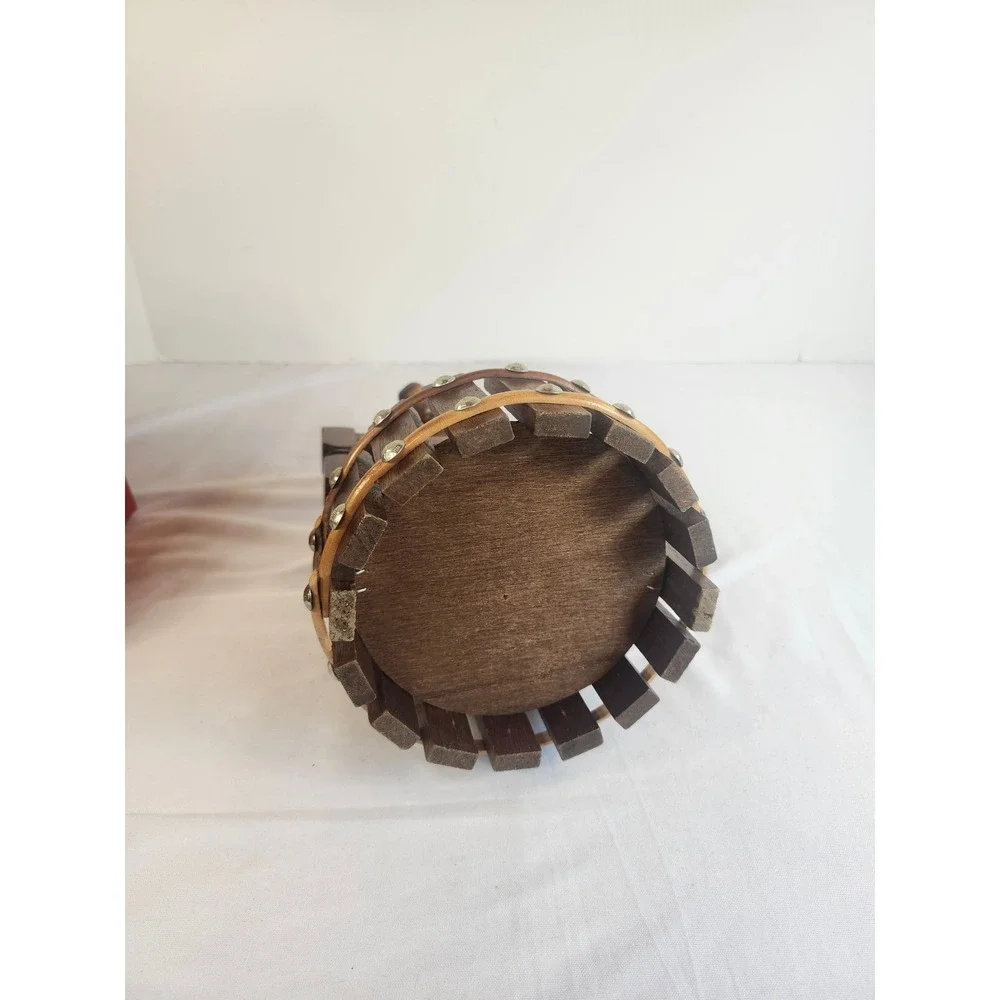 Vintage Houston Foods Wishing Well Wooden Nutcracker Screw Press Barrel Design